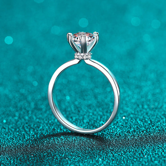 Helia Hidden Halo Round Moissanite Engagement Ring — Moisza