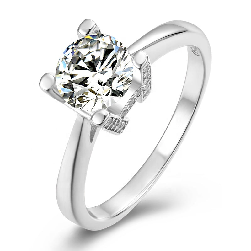 Engagement Ring, Wedding Ring, Promise Ring, Gift for Her, Gift for Girlfriend, girl, Gift for Women, Gift for Mother, Mom, Mum, Valentine’s Day, Mother’s Day, Graceful W & H (Wife & Husband) S925 1ct Moissanite Diamond Ring S925 Sterling Silver with GRA Certificate with gift box