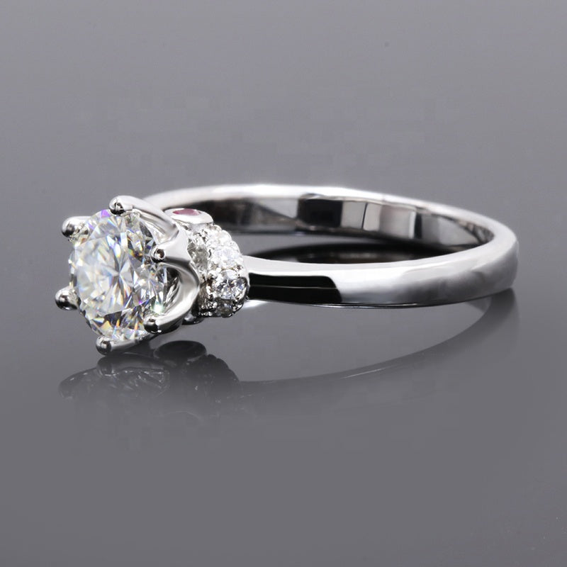Engagement Ring, Promise Ring, Gift for Her, Gift for Girlfriend, girl, gift for lover, wife, Gift for Women, Gift for Mother, Mom, Mum, Valentine’s Day, Mother’s Day, Birthday, anniversary, graduation day, Posh Crown 0.5ct, 1ct Moissanite Diamond Ring S925 Sterling Silver, GRA Certificate, gift box