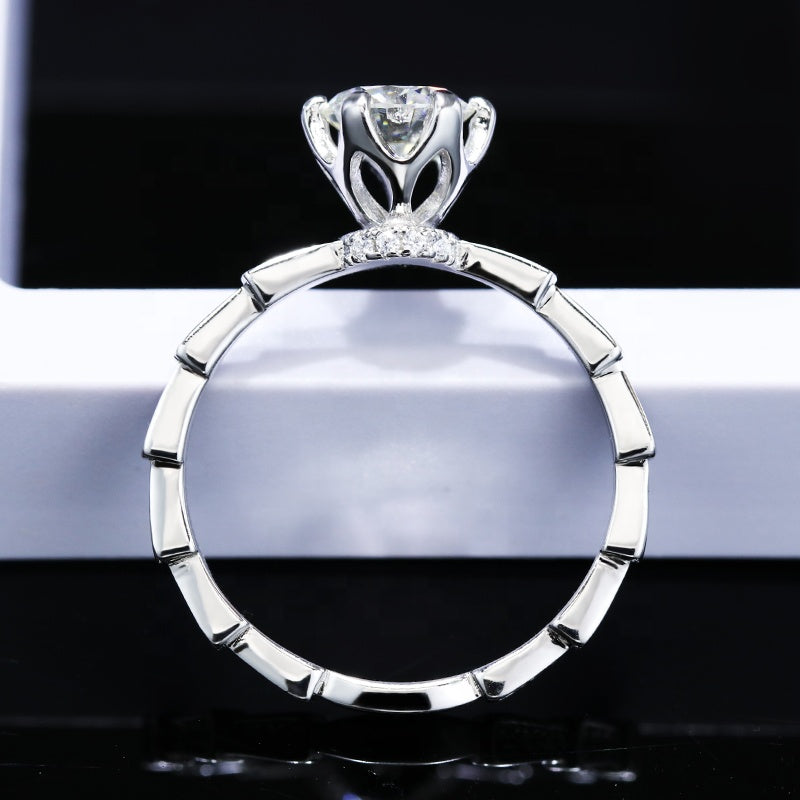 Engagement Ring, Wedding Ring, Promise Ring, Gift for Her, Gift for Girlfriend, girl, Gift for Women, Gift for Mother, Mom, Mum, Valentine’s Day, Mother’s Day, 1ct Moissanite Diamond Ring S925 Sterling Silver with GRA Certificate with gift box