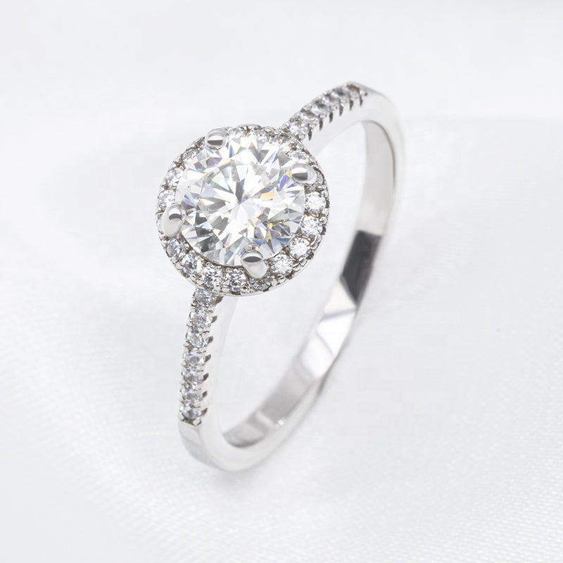 Round Halo 0.5ct Moissanite jewelry set, Wedding Day, bracelet, earrings, necklace, Engagement Ring, Wedding Ring, Promise Ring, Gift for Her, Gift for Girlfriend, girl, Gift for Women, Gift for Mother, for wife, Valentine’s Day, Mother’s Day,