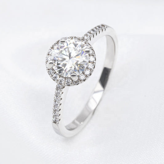 Round Halo 0.5ct Moissanite jewelry set, Wedding Day, bracelet, earrings, necklace, Engagement Ring, Wedding Ring, Promise Ring, Gift for Her, Gift for Girlfriend, girl, Gift for Women, Gift for Mother, for wife, Valentine’s Day, Mother’s Day,