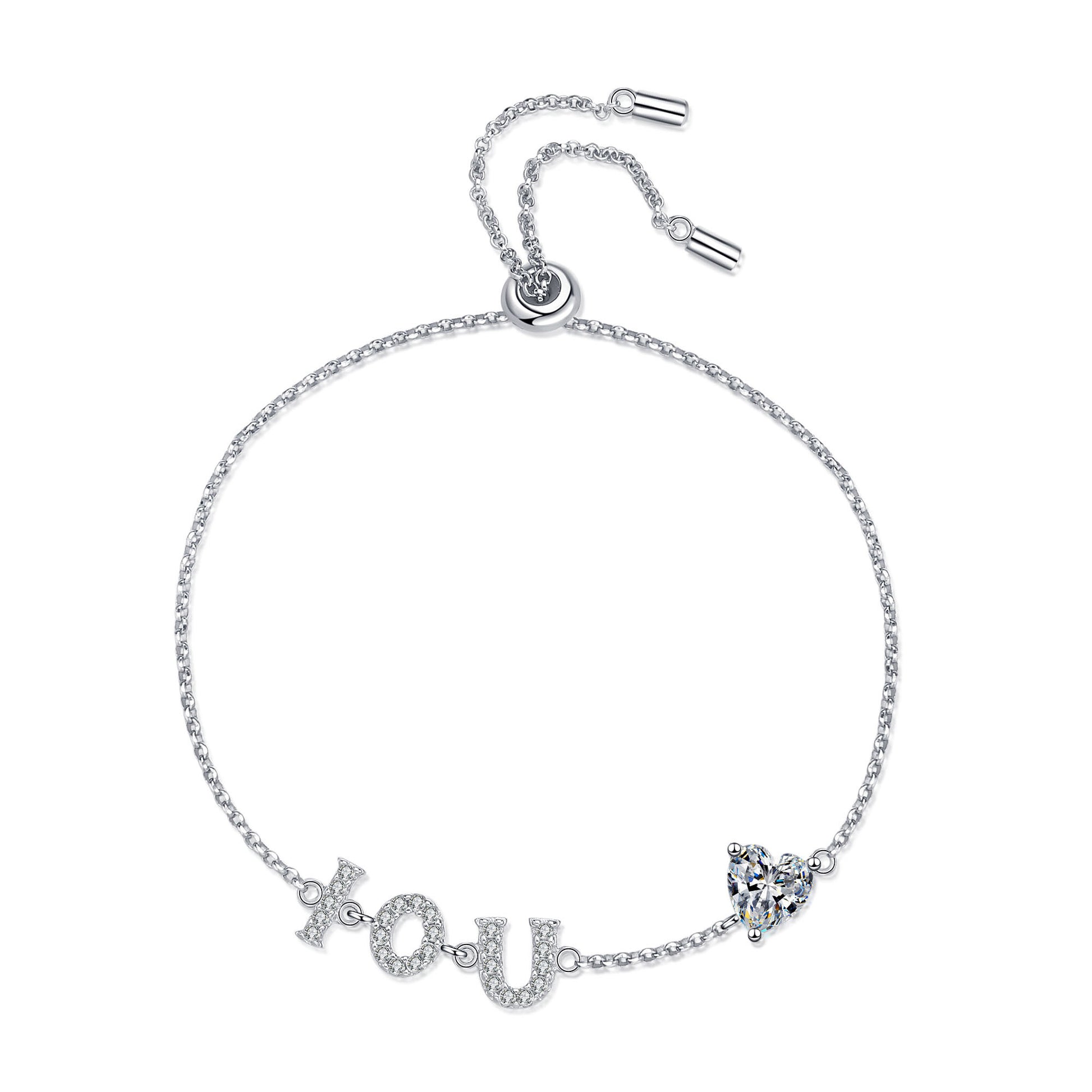 Heart-Shaped Solitaire S925 Platinum Plated Moissanite Bracelet, heart shape, Gift for Her, Gift for Girlfriend, girl, gift for lover, wife, Gift for Women, Gift for Mother, Mom, Mum, Valentine’s Day, Mother’s Day, Birthday, anniversary, graduation day, Sterling Silver, GRA Certificate, gift box