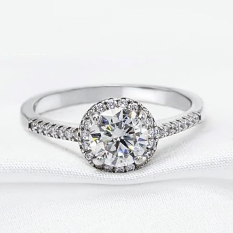 Round Halo 0.5ct Moissanite jewelry set, Wedding Day, bracelet, earrings, necklace, Engagement Ring, Wedding Ring, Promise Ring, Gift for Her, Gift for Girlfriend, girl, Gift for Women, Gift for Mother, for wife, Valentine’s Day, Mother’s Day,