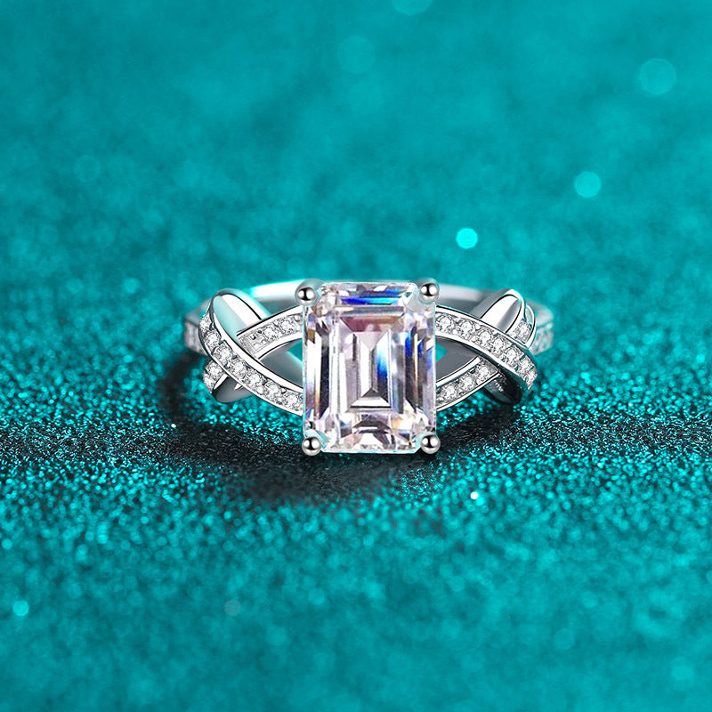 Emerald Cut Ring, engagement ring, promise ring, wedding, gift for her, girl, girlfriend, for lover, for women, mother, mom, mum, for wife, 3ct S925 Moissanite Diamond solitaire ring, Valentine’s Day, Mother’s Day, Birthday, anniversary, GRA certificate, Graduation Day