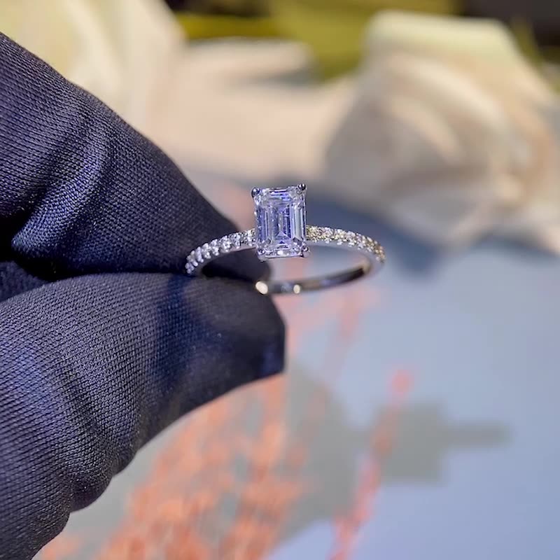 Emerald Cut Ring, engagement ring, promise ring, wedding, gift for her, girl, girlfriend, for lover, for women, mother, mom, mum, for wife, 1ct 2ct S925 Moissanite Diamond solitaire ring, Valentine’s Day, Mother’s Day, Birthday, anniversary, GRA certificate, Graduation Day