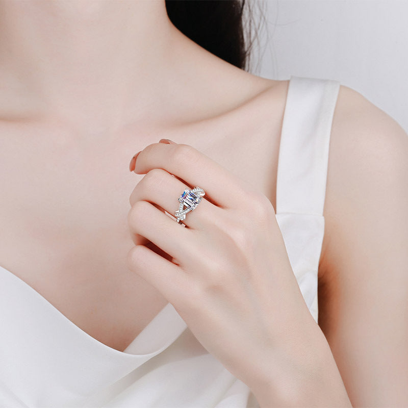 Emerald Cut Ring, engagement ring, promise ring, wedding, gift for her, girl, girlfriend, for lover, for women, mother, mom, mum, for wife, 3ct S925 Moissanite Diamond solitaire ring, Valentine’s Day, Mother’s Day, Birthday, anniversary, GRA certificate, Graduation Day