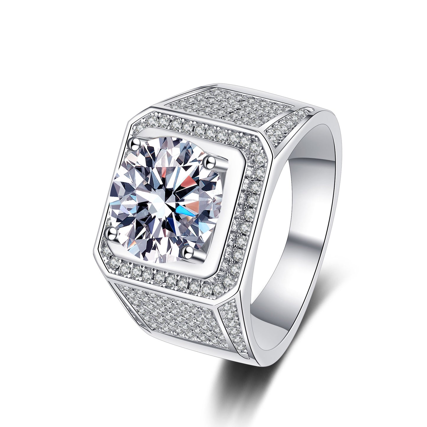 Men's Hip Hop Bling 2ct/5ct Moissanite Diamond S925 Ring (Band), wedding ring, wedding band, promise ring, gift for him, man, boyfriend, for husband, Valentine’s Day, Birthday, anniversary