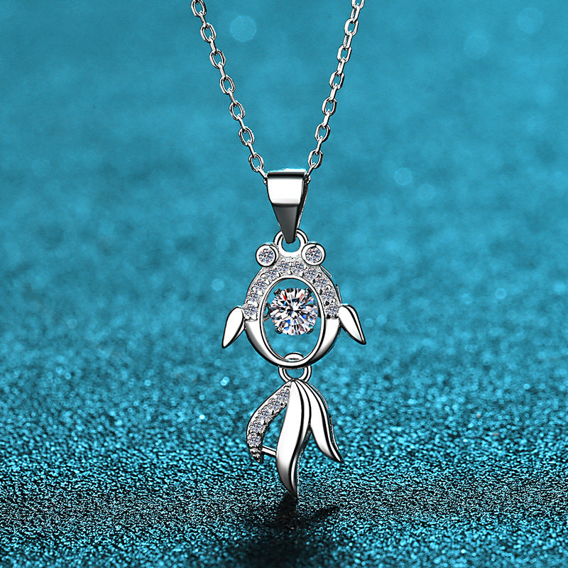Moissanite Dancing Necklace, S925 Sterling Silver, 0.3ct Moissanite diamond necklace, Gift for Her, Gift for Girlfriend, girl, Gift for Women, Gift for Mother, Mom, Mum, gift for wife, for lover, Birthday, Anniversary, Valentine’s Day, Mother’s Day, Graduation Day,