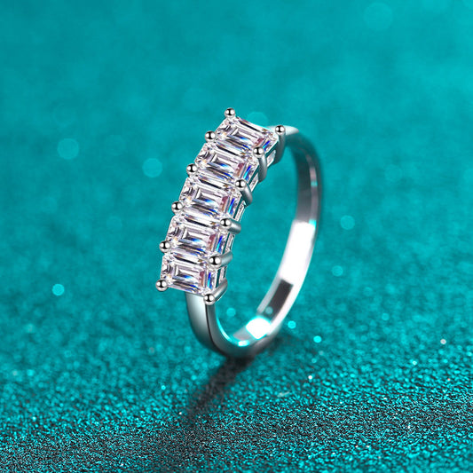 Emerald Cut Band, Stackable, wedding ring, gift for her, girl, girlfriend, for lover, for women, mother, mom, mum, for wife, 2.5ct S925 Moissanite Diamond wedding band, Valentine’s Day, Mother’s Day, Birthday, anniversary, GRA certificate