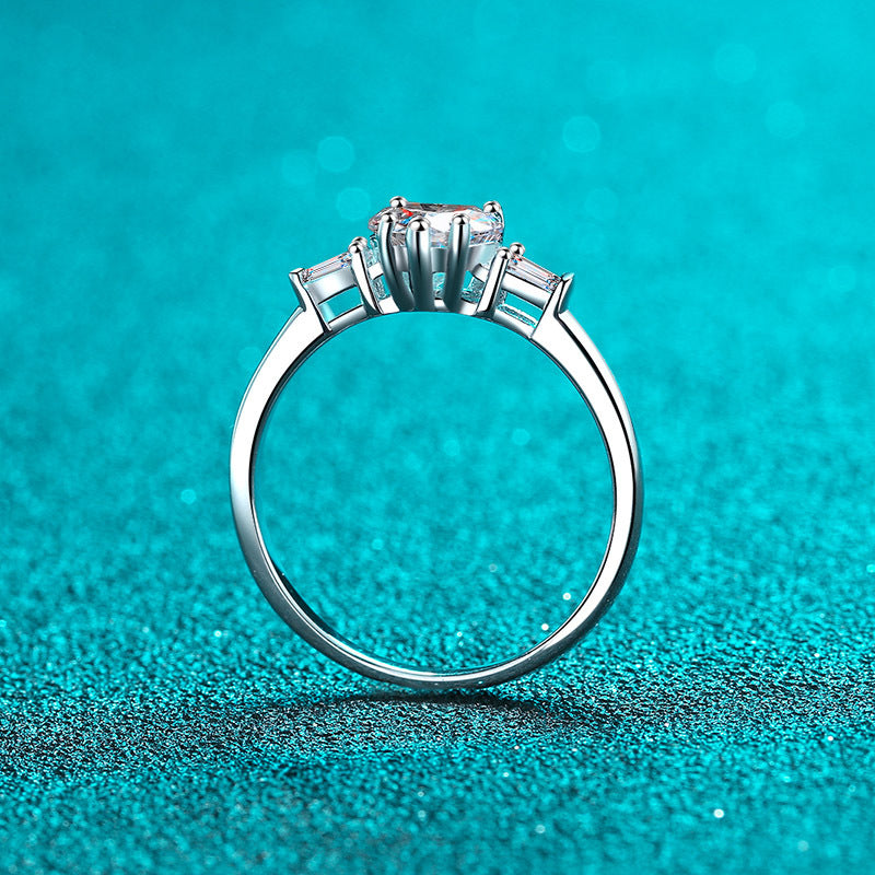 Heart shaped tapered baguette ring, heart shape ring, Lady Gaga engagement ring, promise ring, wedding, gift for her, girl, girlfriend, for women, mother, mom, mum, for wife, for lover heart-shaped 1.2ct S925 Moissanite Diamond ring, Valentine’s Day, Mother’s Day, Birthday, anniversary, graduation day