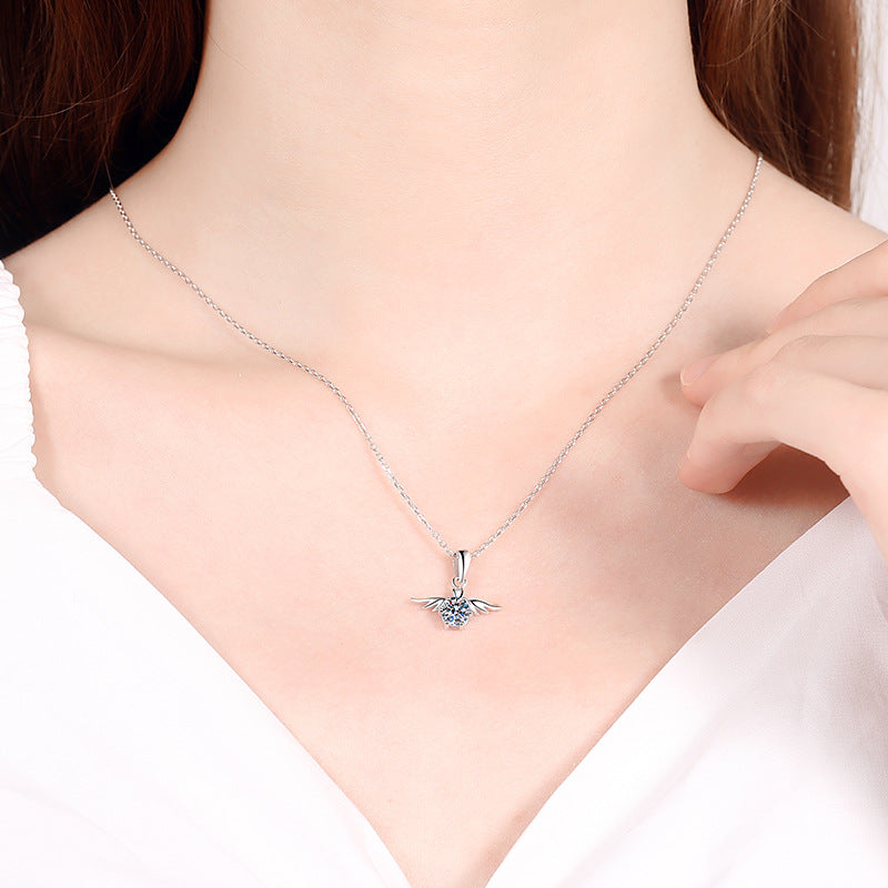 Angel’s Wings Moissanite S925 necklace 0.5ct D VVS1 Moissanite, gift for her, gift for girlfriend, girl, gift for Women, gift for mother, mom, mum, gift for wife, for lover, Birthday, Valentine’s Day, Mother’s Day, GRA Certificate, free gift box