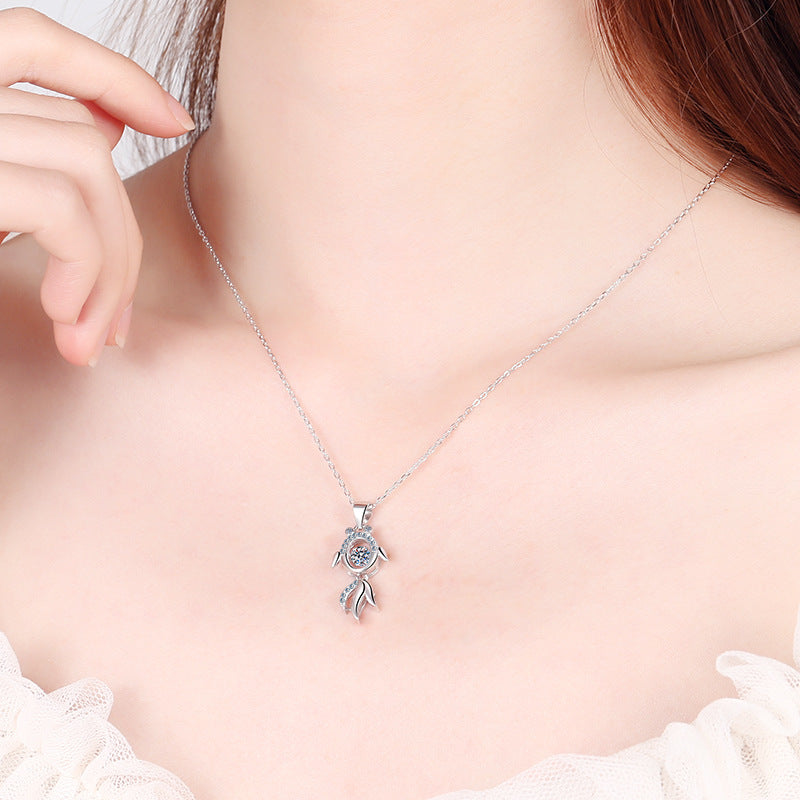 Moissanite Dancing Necklace, S925 Sterling Silver, 0.3ct Moissanite diamond necklace, Gift for Her, Gift for Girlfriend, girl, Gift for Women, Gift for Mother, Mom, Mum, gift for wife, for lover, Birthday, Anniversary, Valentine’s Day, Mother’s Day, Graduation Day,