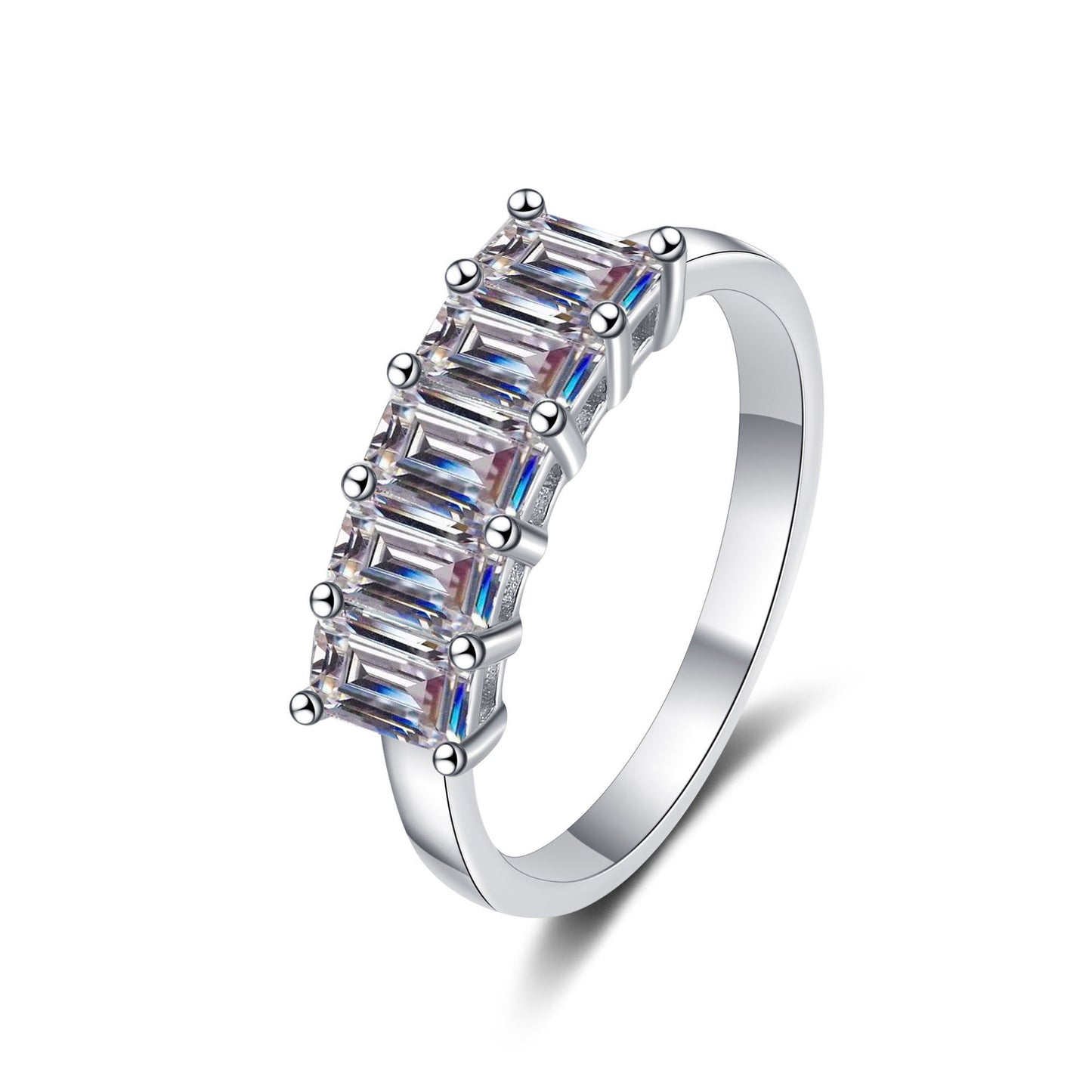 Emerald Cut Band, Stackable, wedding ring, gift for her, girl, girlfriend, for lover, for women, mother, mom, mum, for wife, 2.5ct S925 Moissanite Diamond wedding band, Valentine’s Day, Mother’s Day, Birthday, anniversary, GRA certificate