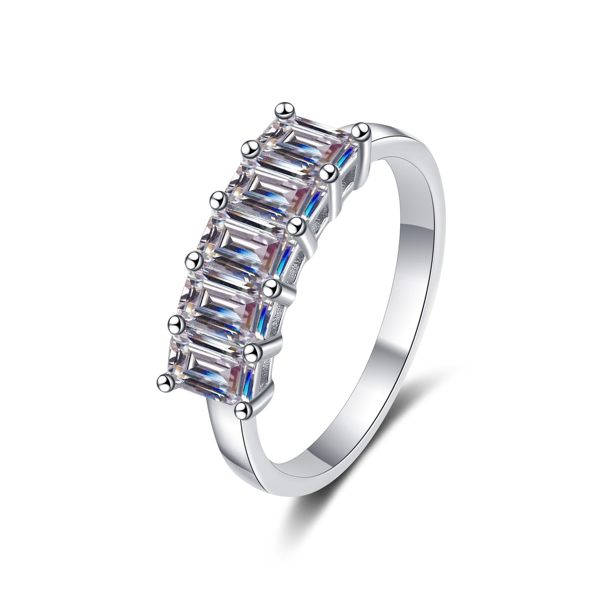 Emerald Cut Band, Stackable, wedding ring, gift for her, girl, girlfriend, for lover, for women, mother, mom, mum, for wife, 2.5ct S925 Moissanite Diamond wedding band, Valentine’s Day, Mother’s Day, Birthday, anniversary, GRA certificate