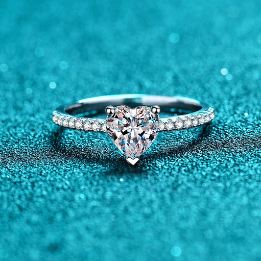 Venus Pavé Solitaire Heart-Shaped Moissanite Engagement Ring — Moisza