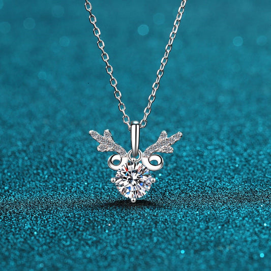 Antlers Moissanite S925 necklace 1/2ct D VVS1 Moissanite, gift for her, gift for girlfriend, girl, gift for Women, gift for mother, mom, mum, gift for wife, for lover, Birthday, Valentine’s Day, Mother’s Day, GRA Certificate, free gift box