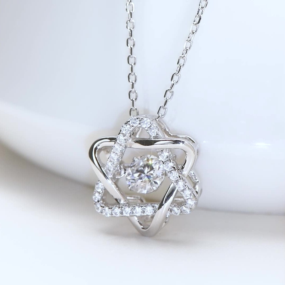 Dancing Necklace S925 0.5ct D color Moissanite Silver Necklace, Gift for Her, Gift for Girlfriend, girl, Gift for Women, Gift for Mother, Mom, Mum, gift for wife, for lover, Birthday, Anniversary, Valentine’s Day, Mother’s Day, GRA Certificate