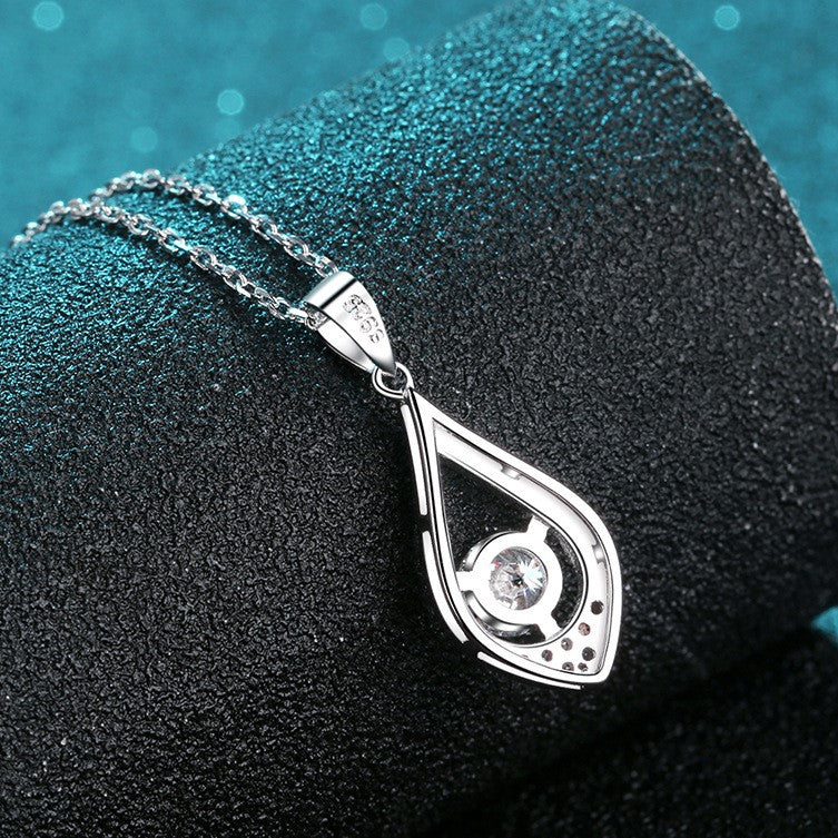 Waterdrop Round Cut 0.5 Carat Moissanite S925  Pavé Pendant Necklace