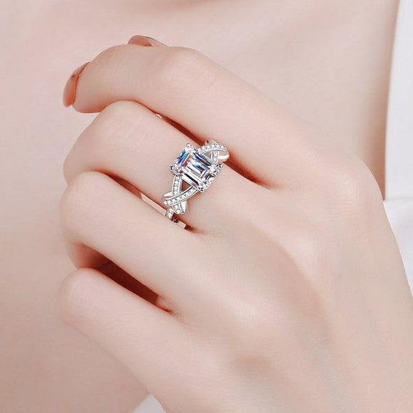 Emerald Cut Ring, engagement ring, promise ring, wedding, gift for her, girl, girlfriend, for lover, for women, mother, mom, mum, for wife, 3ct S925 Moissanite Diamond solitaire ring, Valentine’s Day, Mother’s Day, Birthday, anniversary, GRA certificate, Graduation Day