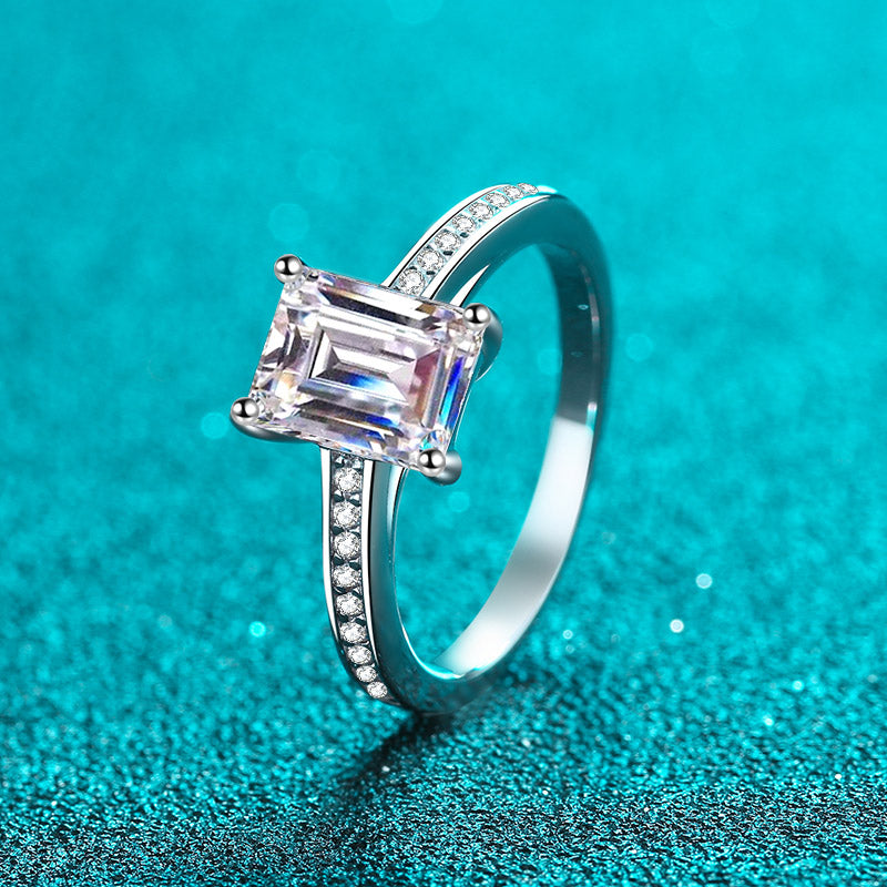 Athena Channel Emerald/Radiant 2 Carat Moissanite Engagement Ring — Moisza