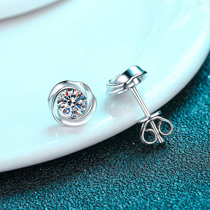 Crossover Round Cut 0.5 Carat Moissanite  S925 Stud Earrings