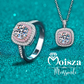 Double Square Round Cut Pink Halo 0.5 / 1 Carat Moissanite 4-Piece S925 Jewelry Set (Ring, Earrings, Necklace)