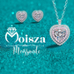 Heart-Shaped Pink Double Halo 0.5 / 1 Carat Moissanite 4-Piece S925 Jewelry Set (Ring, Earrings, Necklace)
