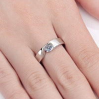 Man Hearts Beat As One 0.3 Carat Moissanite S925 Ring as Couple Rings, Promise Rings, Matching Wedding Bands