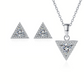 Trillion Cut Halo 0.5 / 1 Carat Moissanite 3-Piece S925 Jewelry Set (Stud Earrings and Necklace)