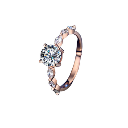 Oval Cut 1-Carat Moissanite S925 Engagement Ring With Marquise