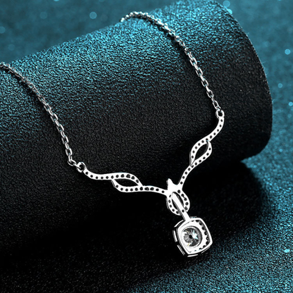 Classic Square Halo 0.8 Carat Moissanite S925  Pavé Pendant Necklace