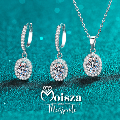 Oval Cut Halo 1 Carat Moissanite Pendant S925 Necklace