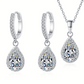 Pear Cut Halo 1 Carat Moissanite 3-Piece S925 Jewelry Set (Drop Earrings and Necklace)