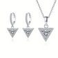 Trillion Cut Halo 0.5 / 1 Carat Moissanite 3-Piece S925 Jewelry Set (Drop Earrings and Necklace)