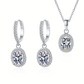 Oval Cut Halo 1 Carat Moissanite 3-Piece S925 Jewelry Set (Drop Earrings and Necklace)