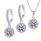 Round Cut Halo 1 Carat Moissanite 3-Piece S925 Jewelry Set (Drop Earrings and Necklace)