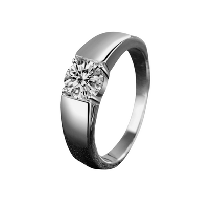 Round Cut Solitaire 0.5 /1 Carat Moissanite Diamond S925 Man Ring