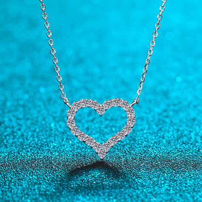 Pavé Heart 0.3-2 Carat(Total) Moissanite S925 Pendant  Necklace