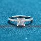 Princess Cut Solitaire 1/2ct S925 Moissanite Engagement Ring on Pave Band