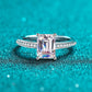 Emerald/Radiant Cut 2ct S925 Moissanite Engagement Ring on Channel Band