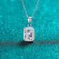 Emerald / Radiant Cut Halo 1 Carat Moissanite Pendant Platinum-Plated S925 Necklace