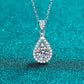 Waterdrop Round Cut Halo 1 - 5 Carat  Moissanite Platinum Plated S925 Necklace