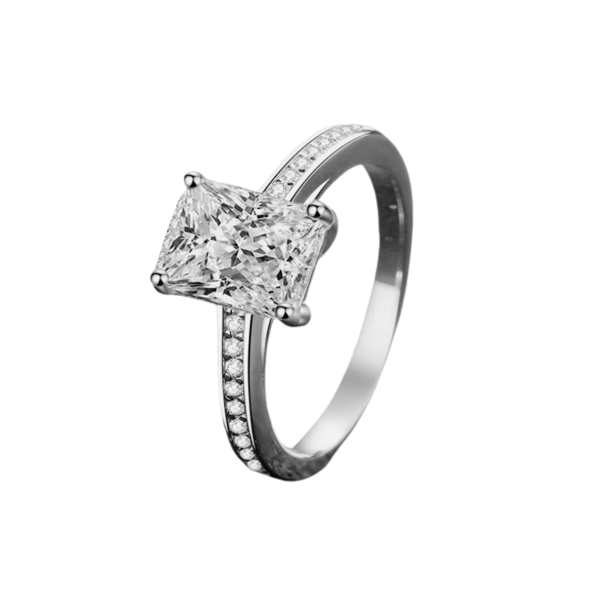 Athena Channel Emerald/Radiant 2 Carat Moissanite Engagement Ring — Moisza