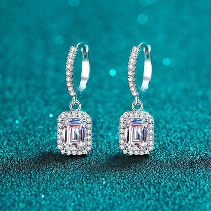 Athena Pavé Halo Emerald/Radiant 1 Carat Moissanite 3-Piece Jewellery Set — Moisza