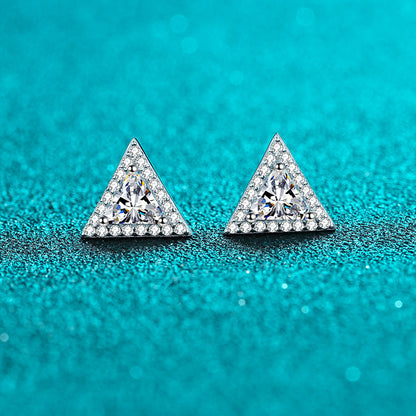 Aurora Halo Trillion 0.5 Carat Each Moissanite Stud Earrings — Moisza