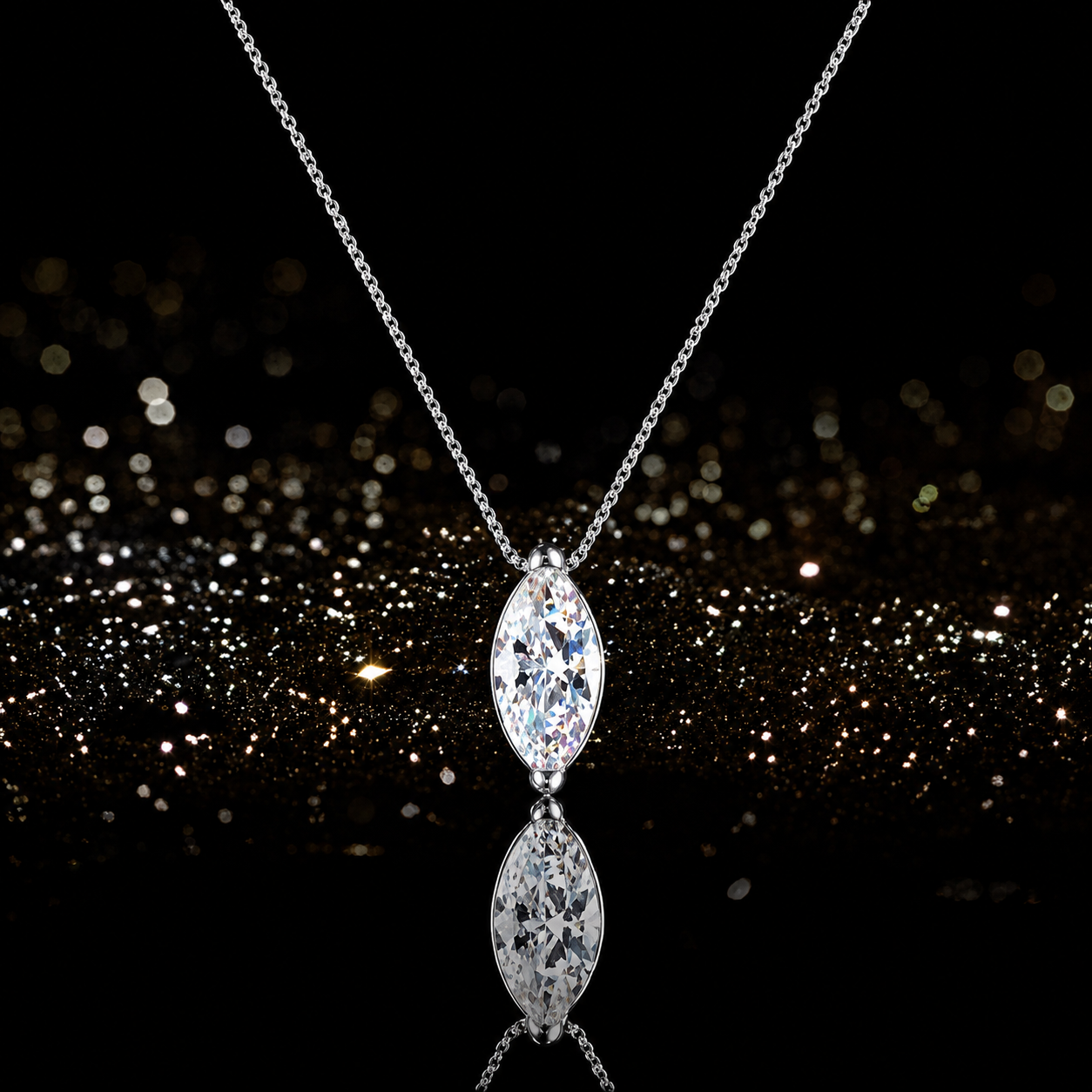 Theia Solitaire Marquise 1 Carat Moissanite Necklace — Moisza