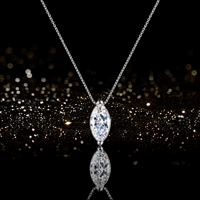 Theia Solitaire Marquise 1 Carat Moissanite Necklace — Moisza