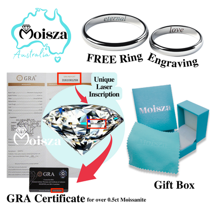 Free ring engraving, GRA certificate and Moisza gift box