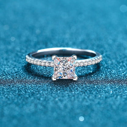 Diana Pavé Solitaire Princess Moissanite Engagement Ring — Moisza